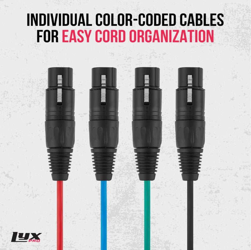 LyxPro XLR 3 Feet Audio Snake 4 Channel 3 Pin Multi Network Breakout for Stage and Recording Studio Female Connection, Great for Sound and Lighting Transfer - Image 4